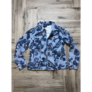 DC Blue Paisley Print Button-Front Jacket